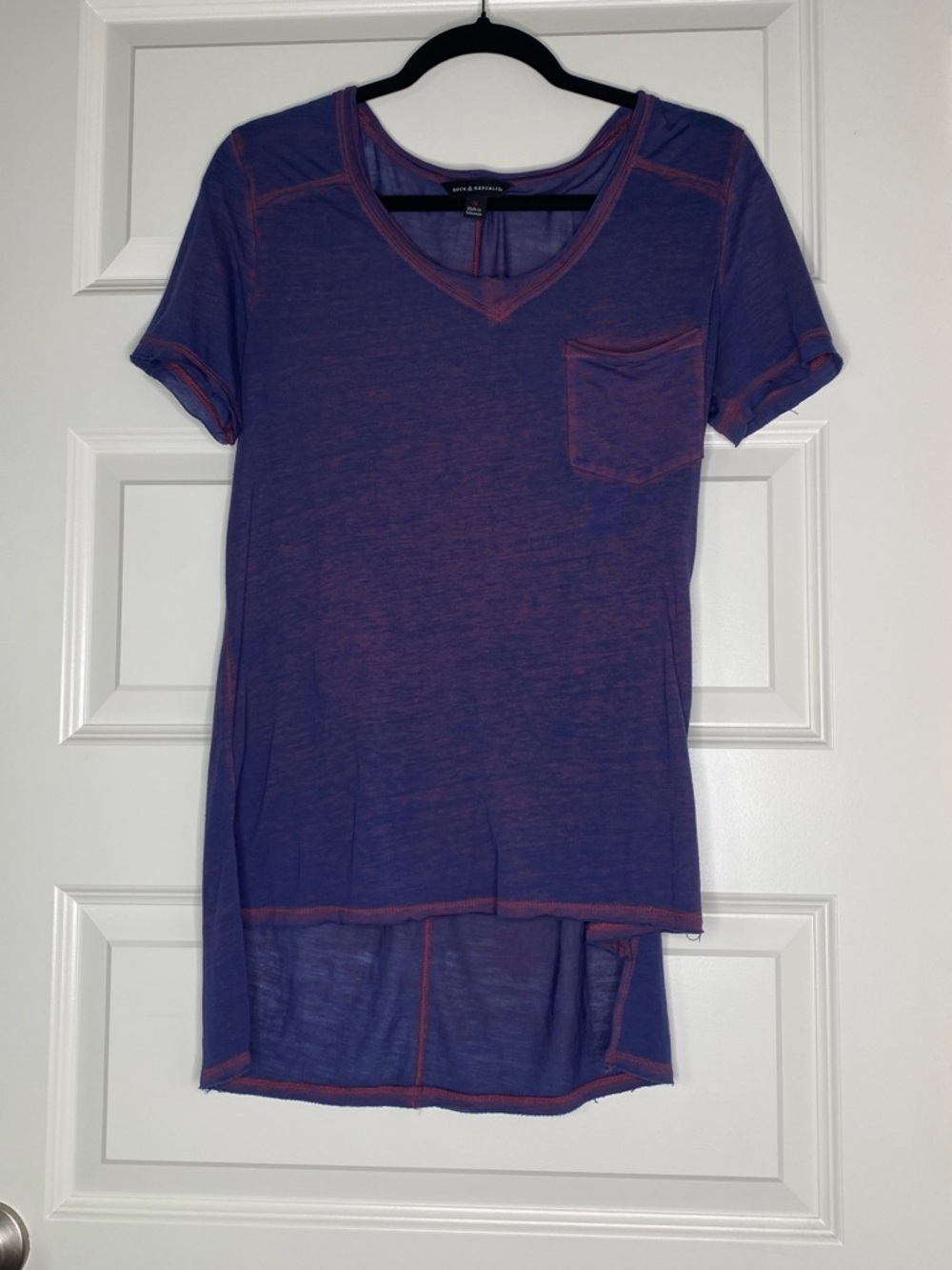 Y2K inspired Rock & Republic Purple Tee with Pink Contrast Stitching